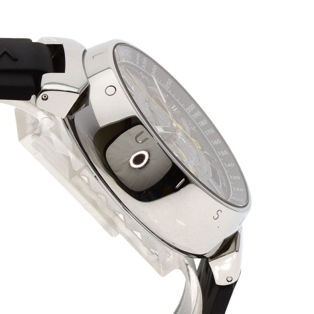 LOUIS VUITTON Watches Mechanical Automatic Q102L Stainless Steel Silver Tambour Voyage Chronograph Brown dial