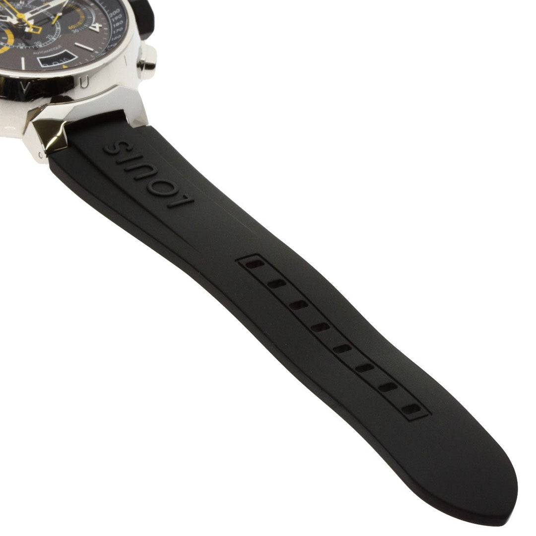 LOUIS VUITTON Watches Mechanical Automatic Q102L Stainless Steel Silver Tambour Voyage Chronograph Brown dial