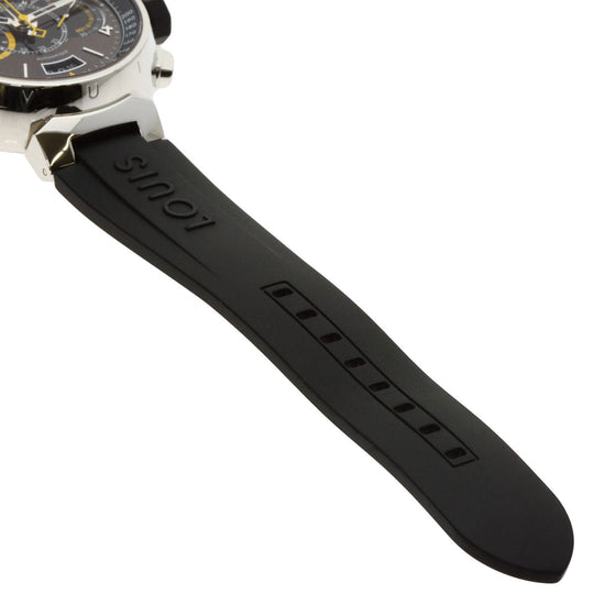 LOUIS VUITTON Watches Mechanical Automatic Q102L Stainless Steel Silver Tambour Voyage Chronograph Brown dial