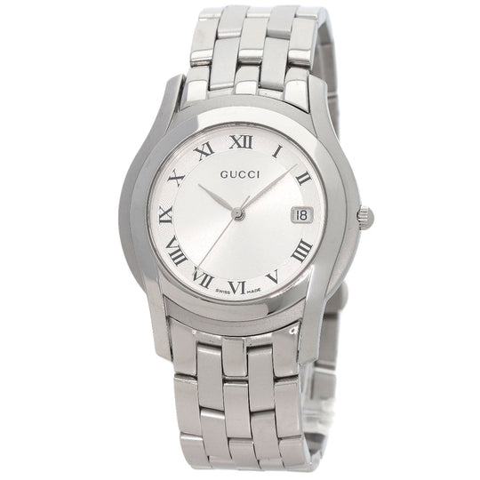 GUCCI Watches Quartz 5500M Stainless Steel , Stainless Steel Silver Round face Silver dial mens Used Authentic