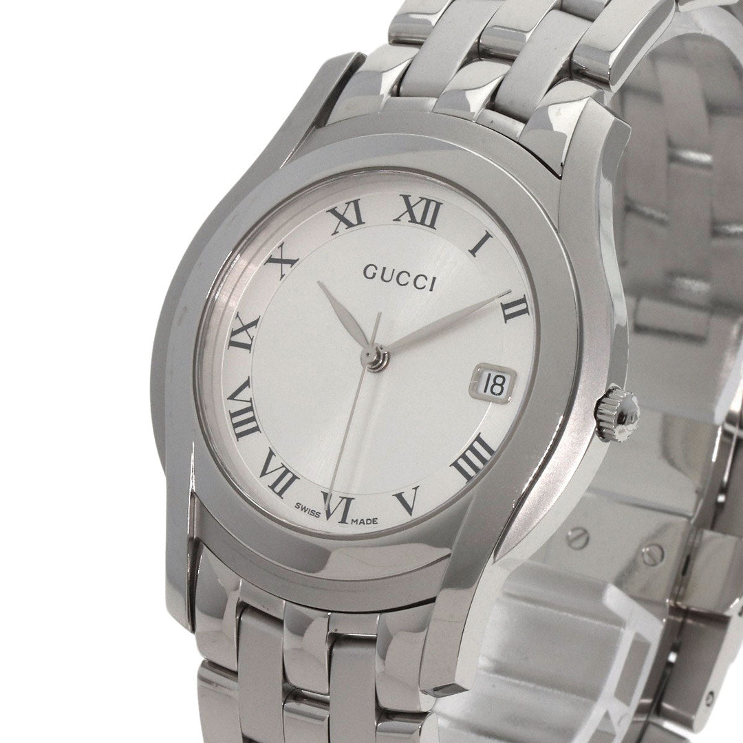 GUCCI Watches Quartz 5500M Stainless Steel , Stainless Steel Silver Round face Silver dial mens Used Authentic