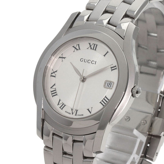 GUCCI Watches Quartz 5500M Stainless Steel , Stainless Steel Silver Round face Silver dial mens Used Authentic