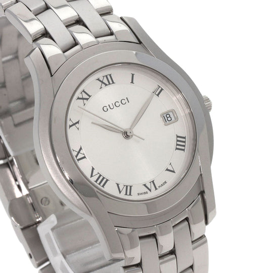 GUCCI Watches Quartz 5500M Stainless Steel , Stainless Steel Silver Round face Silver dial mens Used Authentic
