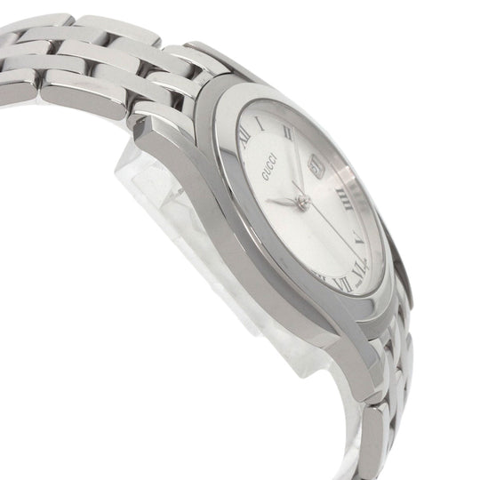 GUCCI Watches Quartz 5500M Stainless Steel , Stainless Steel Silver Round face Silver dial mens Used Authentic