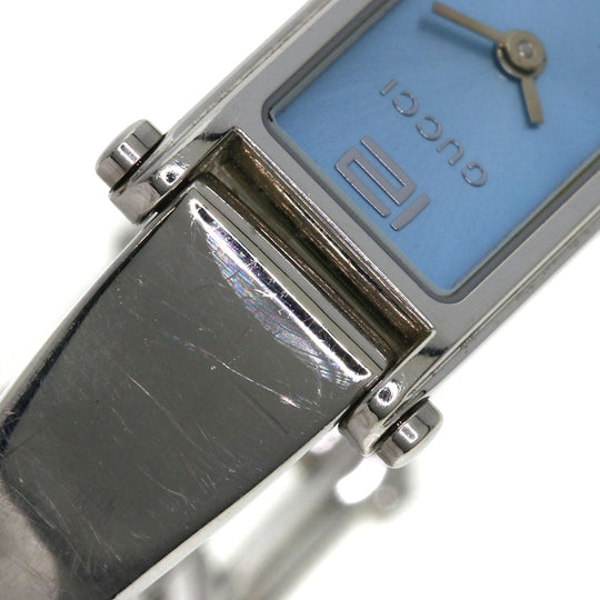 GUCCI Watches Quartz 1500L Stainless Steel , Stainless Steel Silver Square face blue dial Women Used Authentic