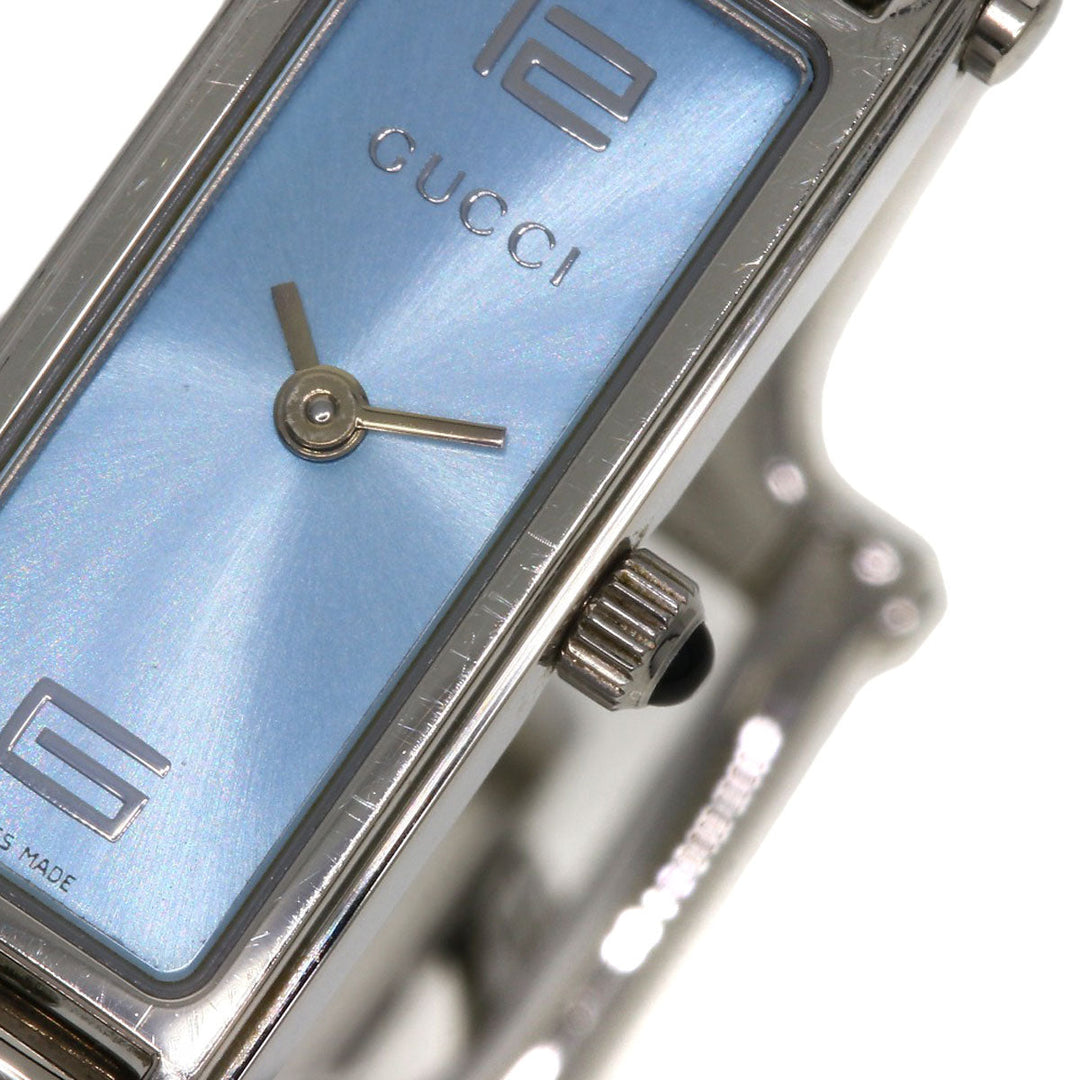 GUCCI Watches Quartz 1500L Stainless Steel , Stainless Steel Silver Square face blue dial Women Used Authentic