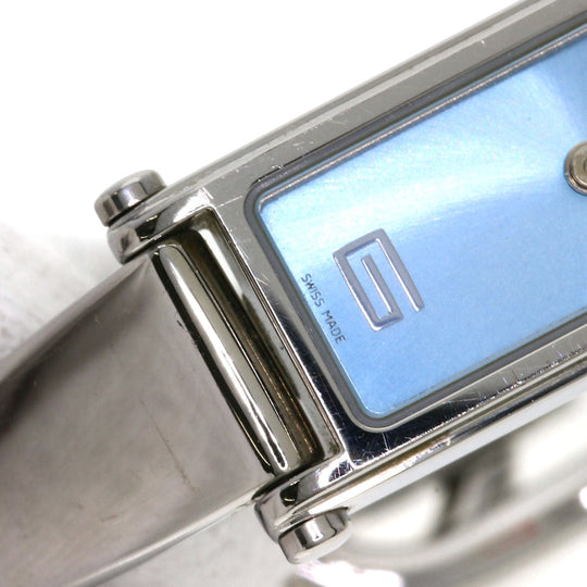 GUCCI Watches Quartz 1500L Stainless Steel , Stainless Steel Silver Square face blue dial Women Used Authentic