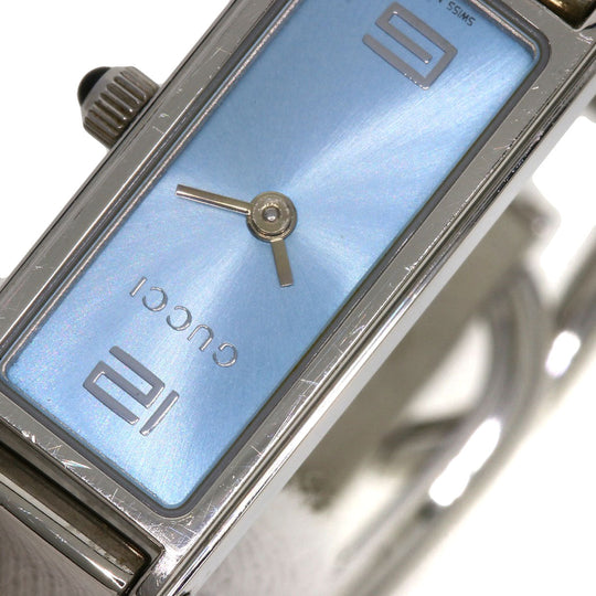 GUCCI Watches Quartz 1500L Stainless Steel , Stainless Steel Silver Square face blue dial Women Used Authentic