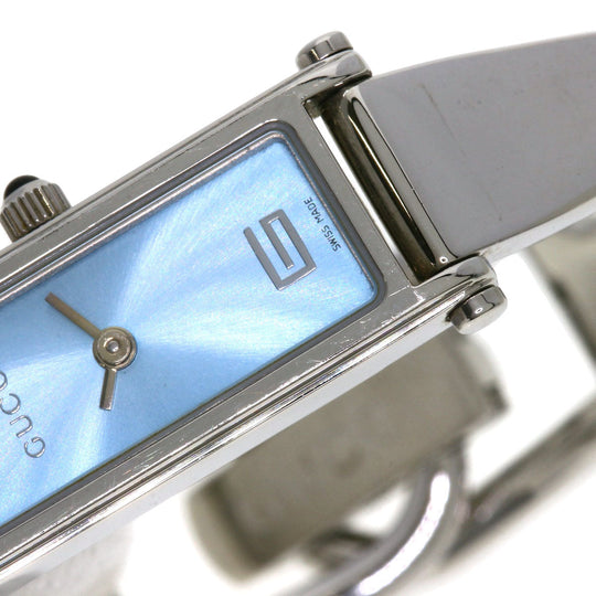 GUCCI Watches Quartz 1500L Stainless Steel , Stainless Steel Silver Square face blue dial Women Used Authentic