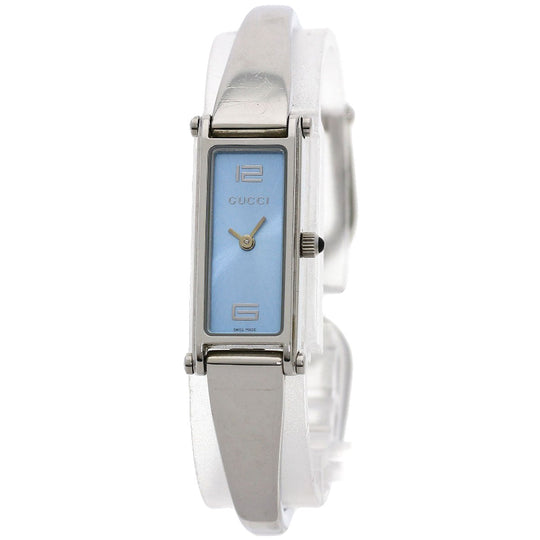 GUCCI Watches Quartz 1500L Stainless Steel , Stainless Steel Silver Square face blue dial Women Used Authentic