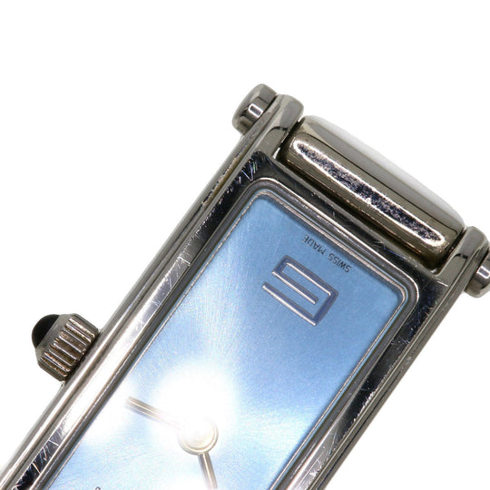 GUCCI Watches Quartz 1500L Stainless Steel , Stainless Steel Silver Square face blue dial Women Used Authentic