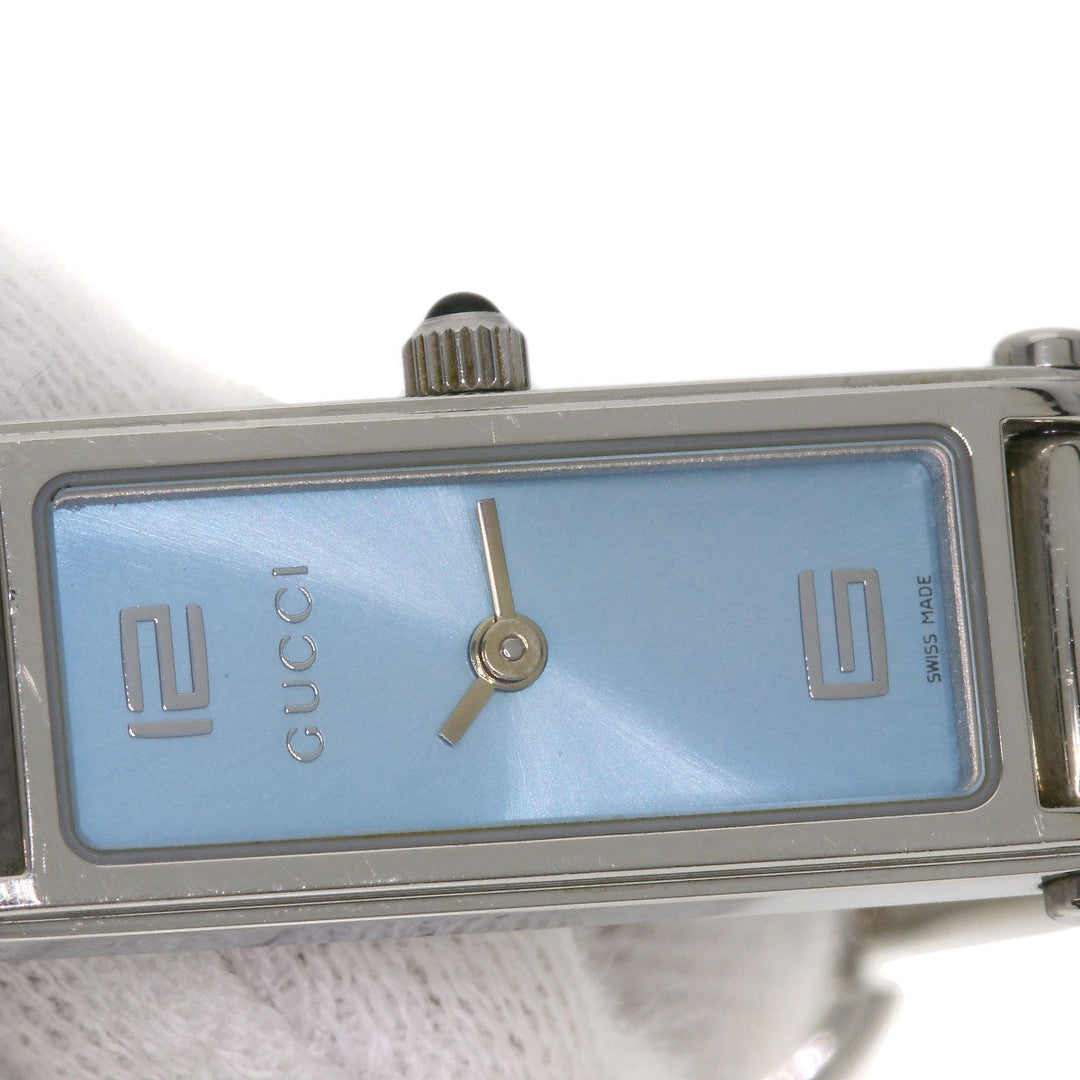 GUCCI Watches Quartz 1500L Stainless Steel , Stainless Steel Silver Square face blue dial Women Used Authentic