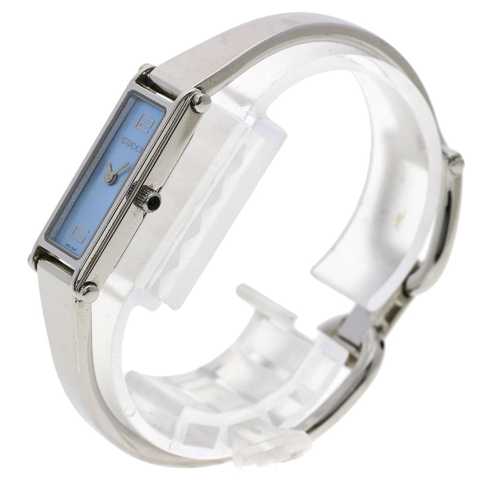 GUCCI Watches Quartz 1500L Stainless Steel , Stainless Steel Silver Square face blue dial Women Used Authentic