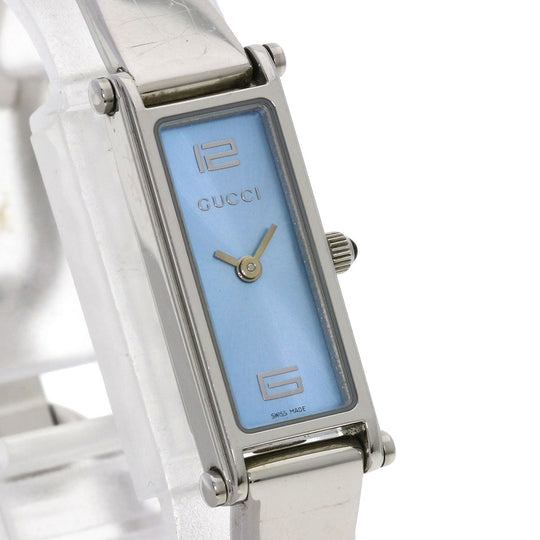 GUCCI Watches Quartz 1500L Stainless Steel , Stainless Steel Silver Square face blue dial Women Used Authentic