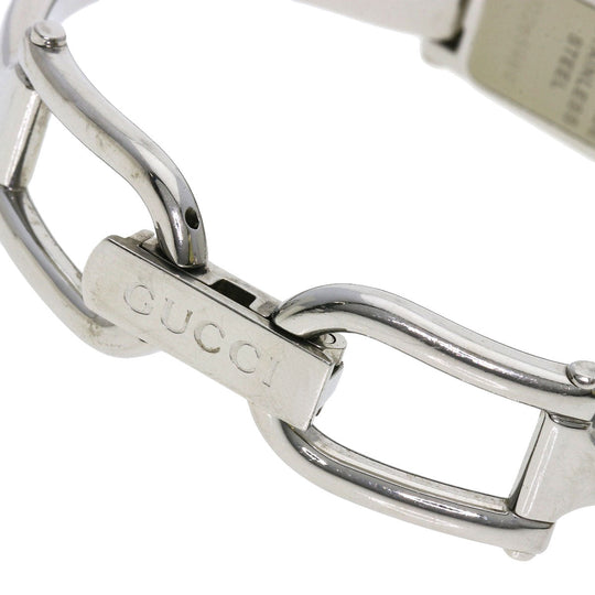 GUCCI Watches Quartz 1500L Stainless Steel , Stainless Steel Silver Square face blue dial Women Used Authentic