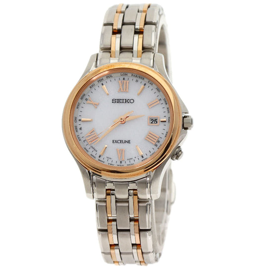 SEIKO Watches Solar Powered SWCW162 Titanium, Titanium Silver Exceline white dial Women Used Authentic