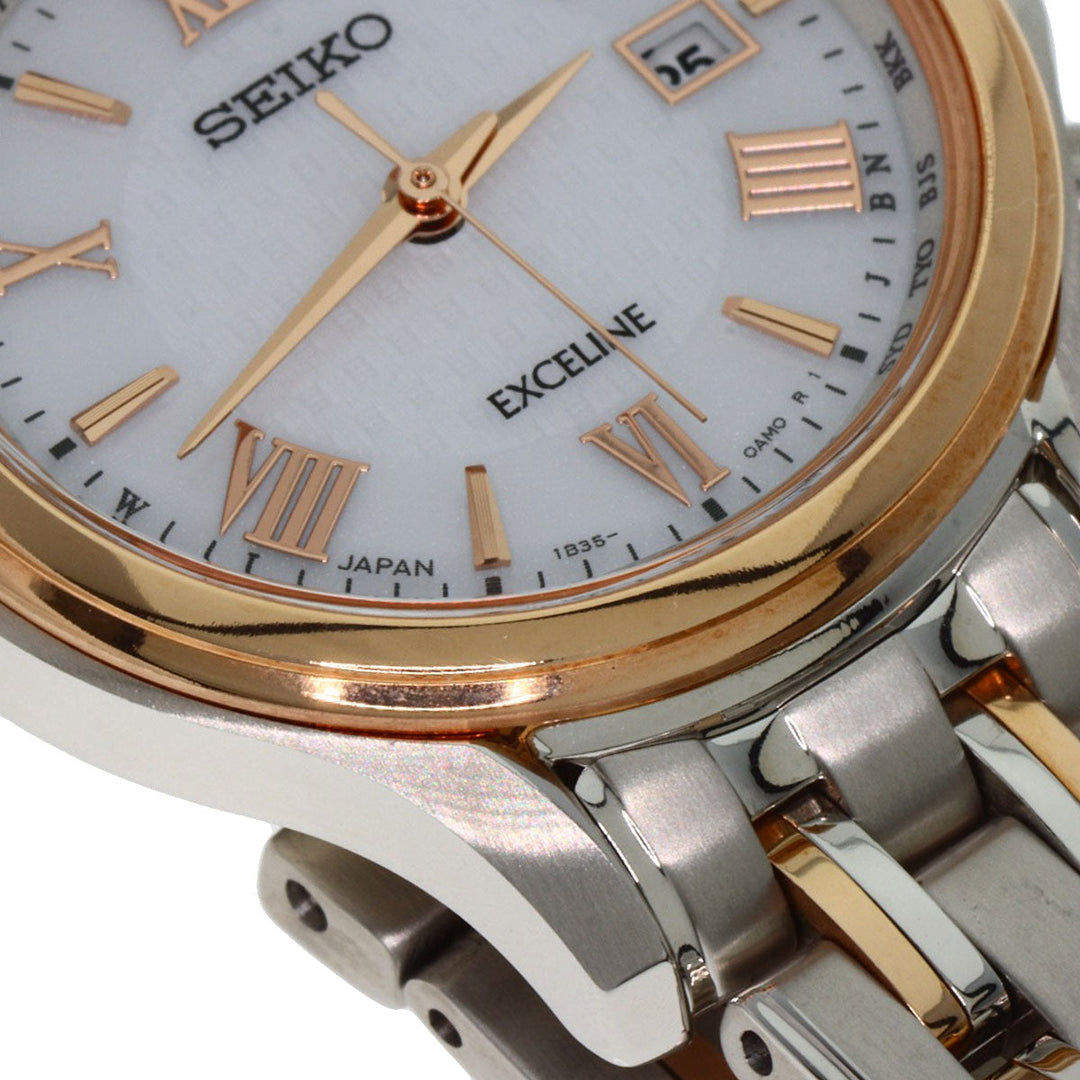 SEIKO Watches Solar Powered SWCW162 Titanium, Titanium Silver Exceline white dial Women Used Authentic