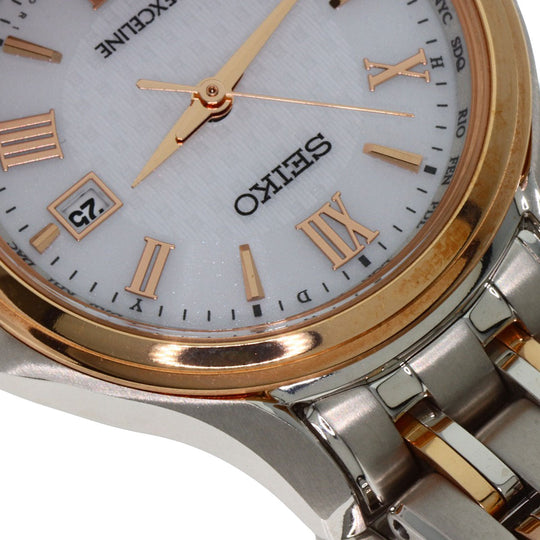 SEIKO Watches Solar Powered SWCW162 Titanium, Titanium Silver Exceline white dial Women Used Authentic