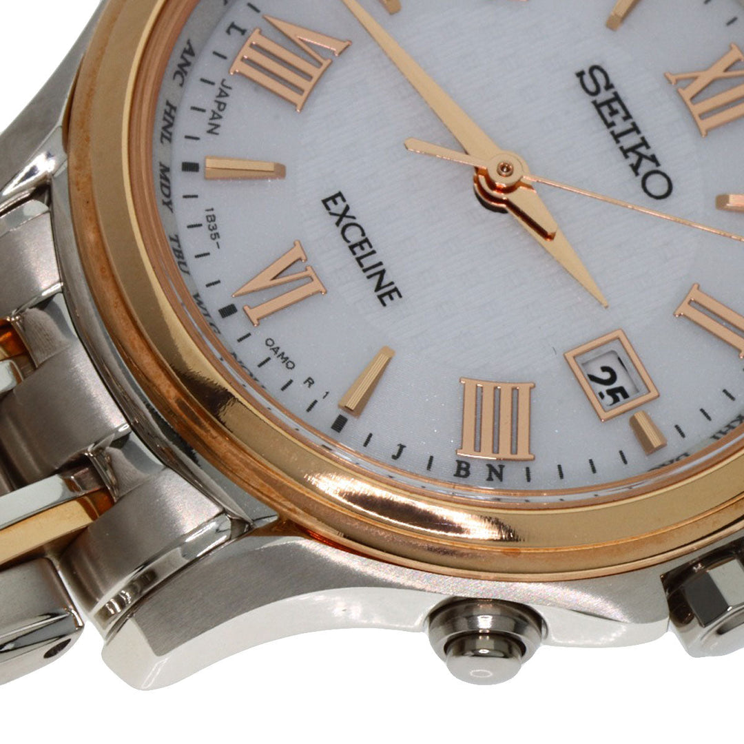 SEIKO Watches Solar Powered SWCW162 Titanium, Titanium Silver Exceline white dial Women Used Authentic