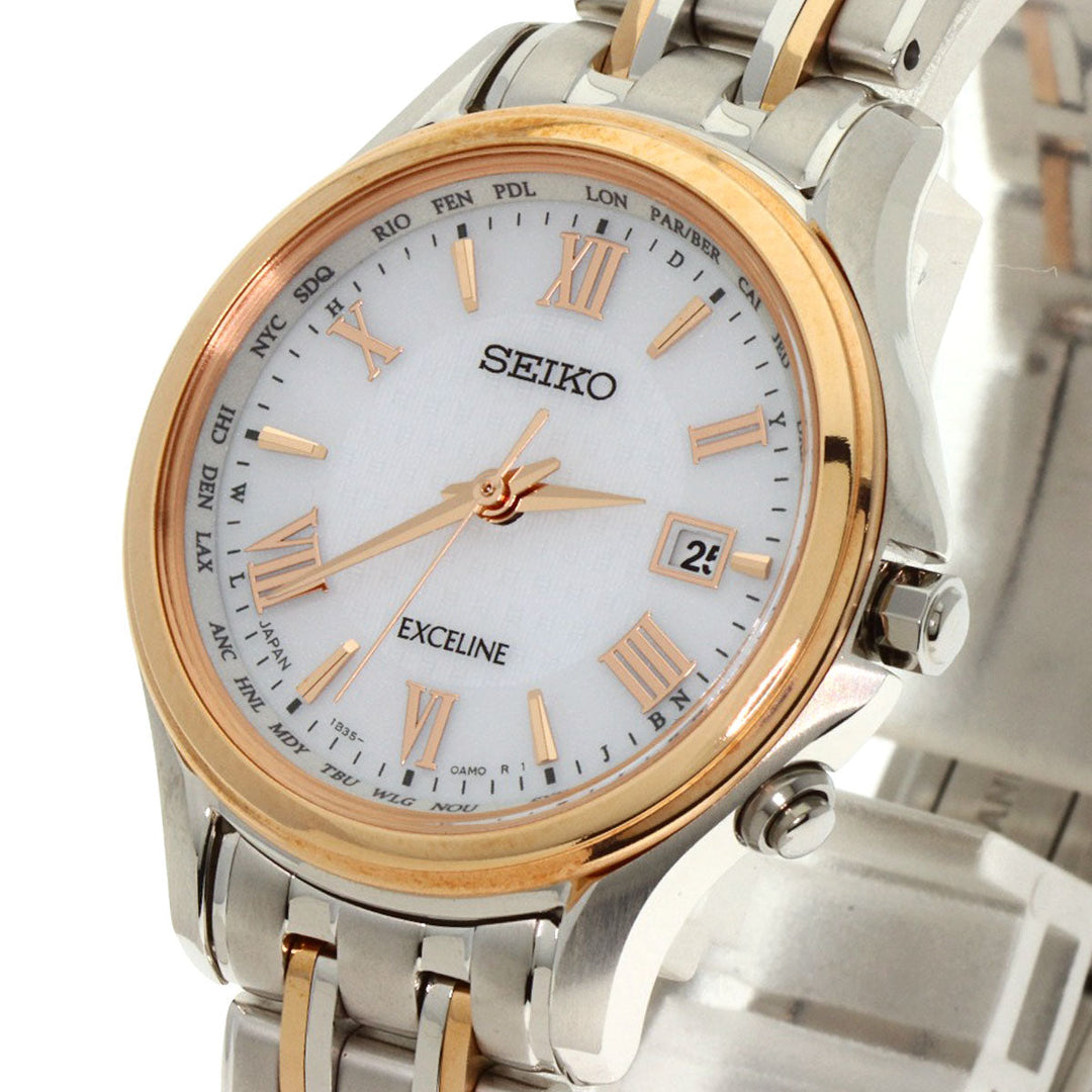SEIKO Watches Solar Powered SWCW162 Titanium, Titanium Silver Exceline white dial Women Used Authentic