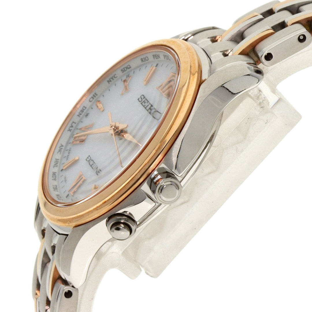 SEIKO Watches Solar Powered SWCW162 Titanium, Titanium Silver Exceline white dial Women Used Authentic