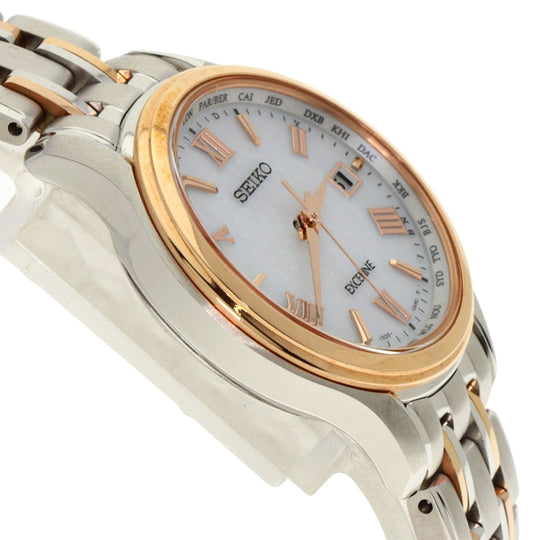 SEIKO Watches Solar Powered SWCW162 Titanium, Titanium Silver Exceline white dial Women Used Authentic