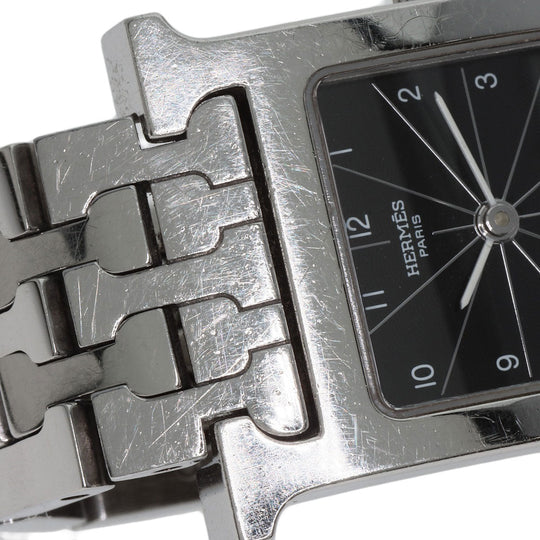HERMES Watches Quartz HH1.210 Stainless Steel , Stainless Steel Silver H watch black dial Women Used Authentic