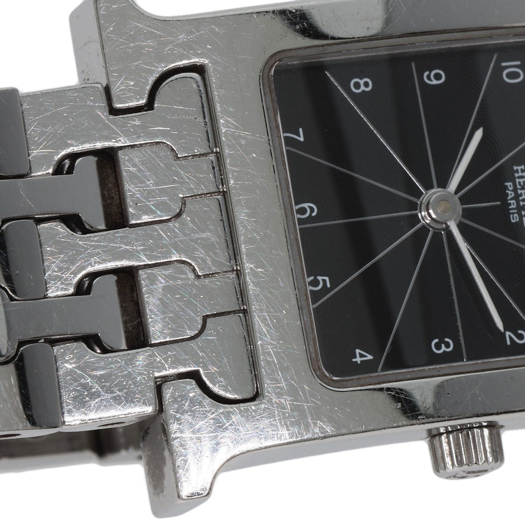 HERMES Watches Quartz HH1.210 Stainless Steel , Stainless Steel Silver H watch black dial Women Used Authentic