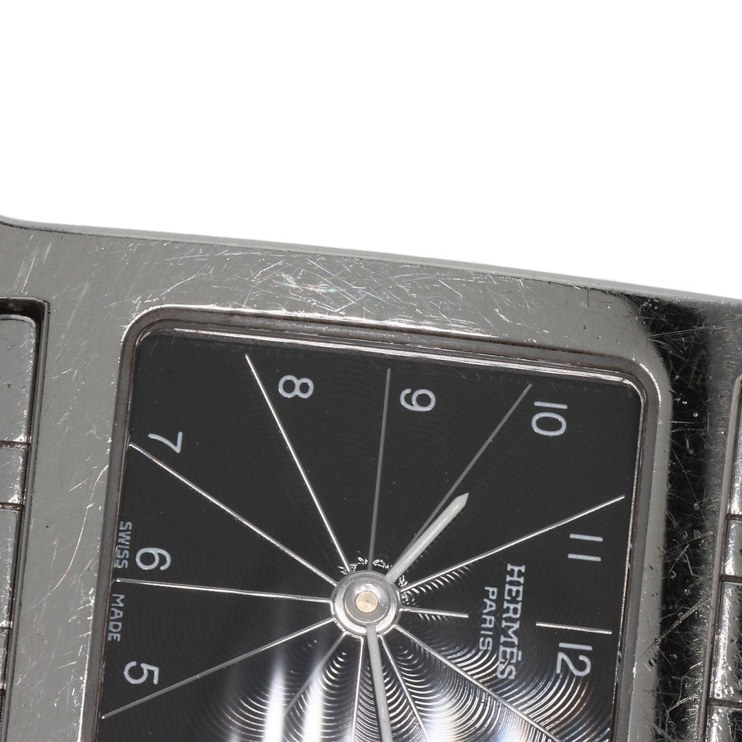 HERMES Watches Quartz HH1.210 Stainless Steel , Stainless Steel Silver H watch black dial Women Used Authentic