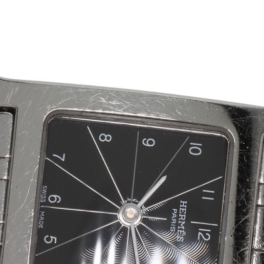HERMES Watches Quartz HH1.210 Stainless Steel , Stainless Steel Silver H watch black dial Women Used Authentic