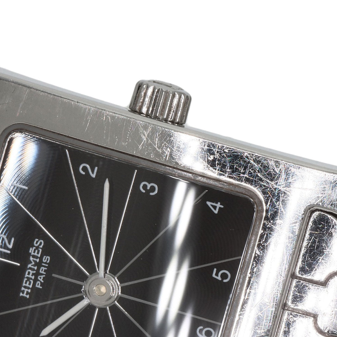 HERMES Watches Quartz HH1.210 Stainless Steel , Stainless Steel Silver H watch black dial Women Used Authentic