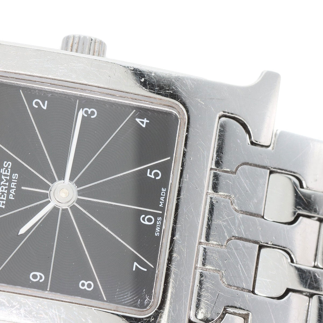 HERMES Watches Quartz HH1.210 Stainless Steel , Stainless Steel Silver H watch black dial Women Used Authentic