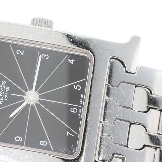 HERMES Watches Quartz HH1.210 Stainless Steel , Stainless Steel Silver H watch black dial Women Used Authentic