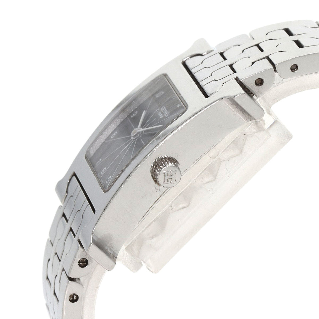 HERMES Watches Quartz HH1.210 Stainless Steel , Stainless Steel Silver H watch black dial Women Used Authentic