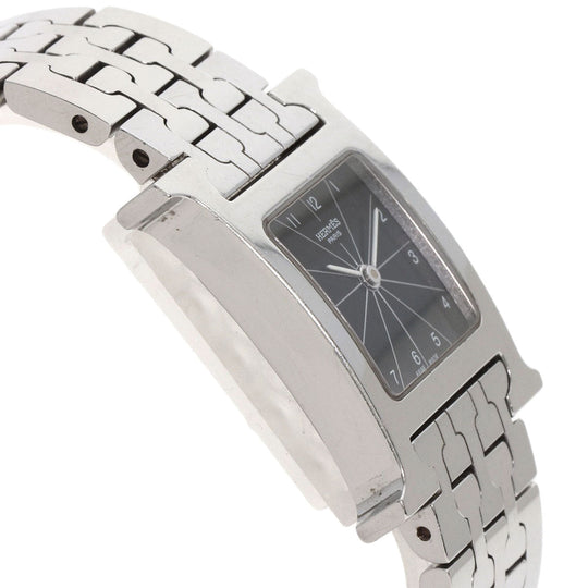 HERMES Watches Quartz HH1.210 Stainless Steel , Stainless Steel Silver H watch black dial Women Used Authentic