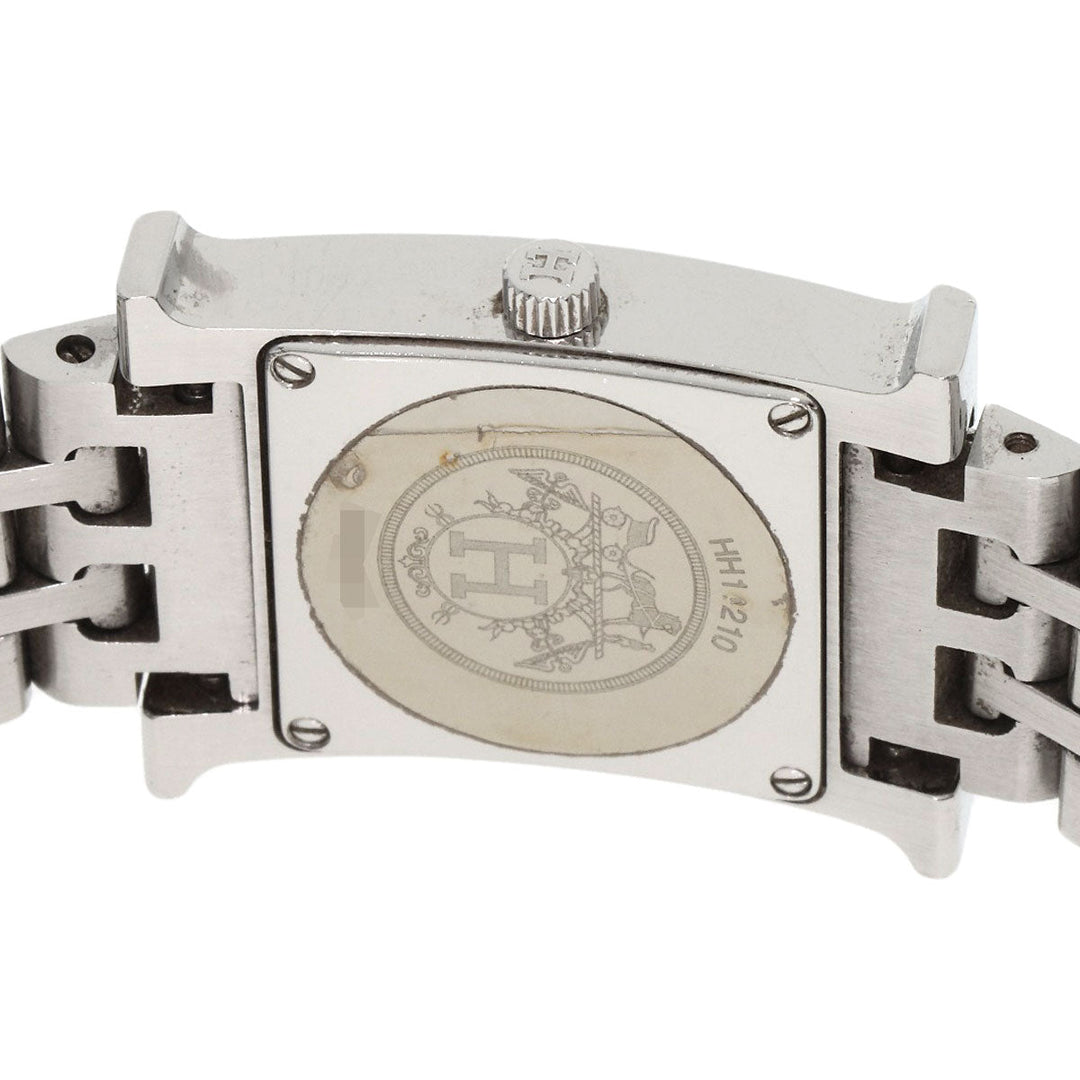 HERMES Watches Quartz HH1.210 Stainless Steel , Stainless Steel Silver H watch black dial Women Used Authentic