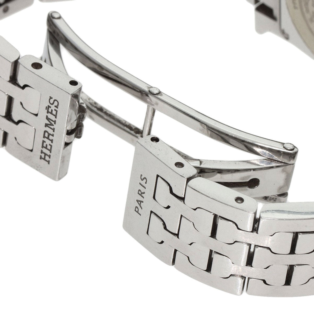 HERMES Watches Quartz HH1.210 Stainless Steel , Stainless Steel Silver H watch black dial Women Used Authentic