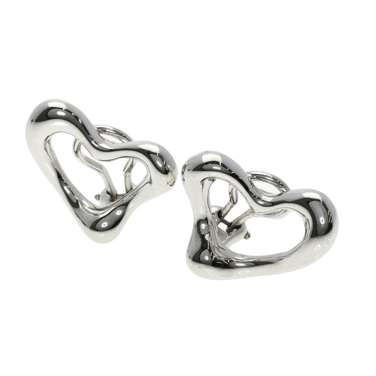 TIFFANY&Co. Earring SV Silver Open heart Women Used Authentic