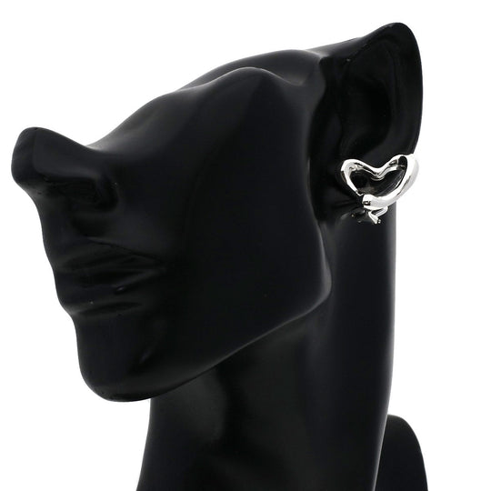 TIFFANY&Co. Earring SV Silver Open heart Women Used Authentic