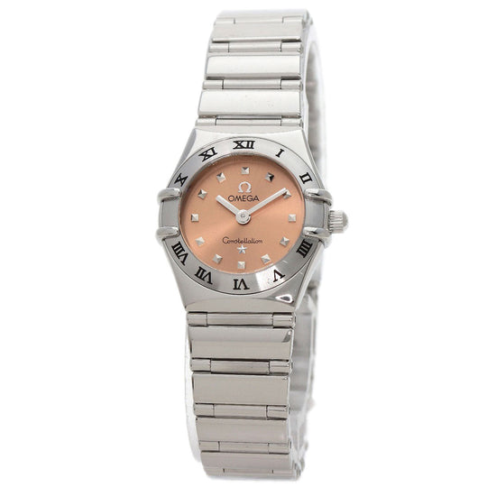 OMEGA Watches Quartz 1561.61 Stainless Steel , Stainless Steel Silver Constellation Mini Orange dial Women Used Authentic