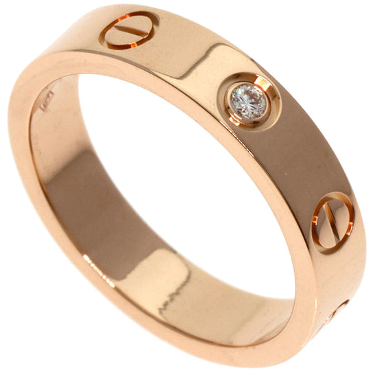 CARTIER Ring 18K Pink Gold gold Mini love ring 1P Diamond #49 Women Used Authentic