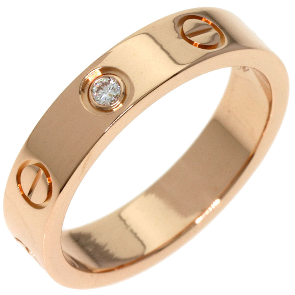 CARTIER Ring 18K Pink Gold gold Mini love ring 1P Diamond #49 Women Used Authentic