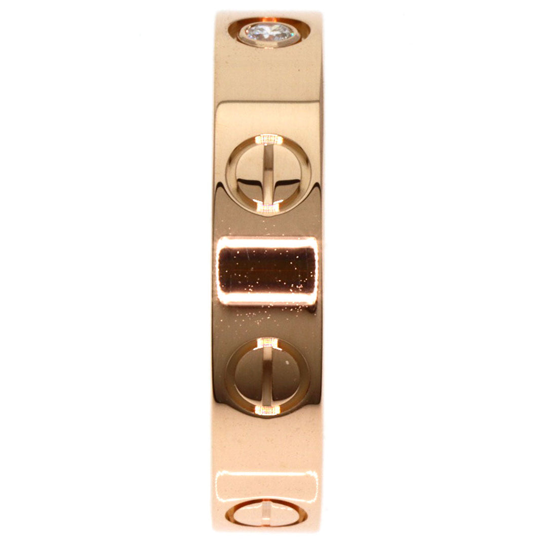 CARTIER Ring 18K Pink Gold gold Mini love ring 1P Diamond #49 Women Used Authentic