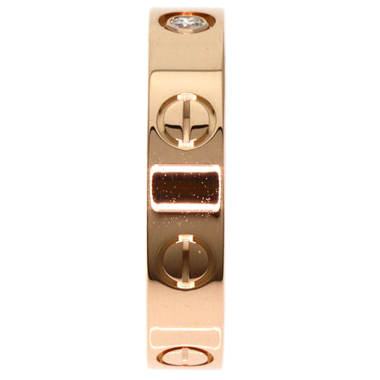 CARTIER Ring 18K Pink Gold gold Mini love ring 1P Diamond #49 Women Used Authentic