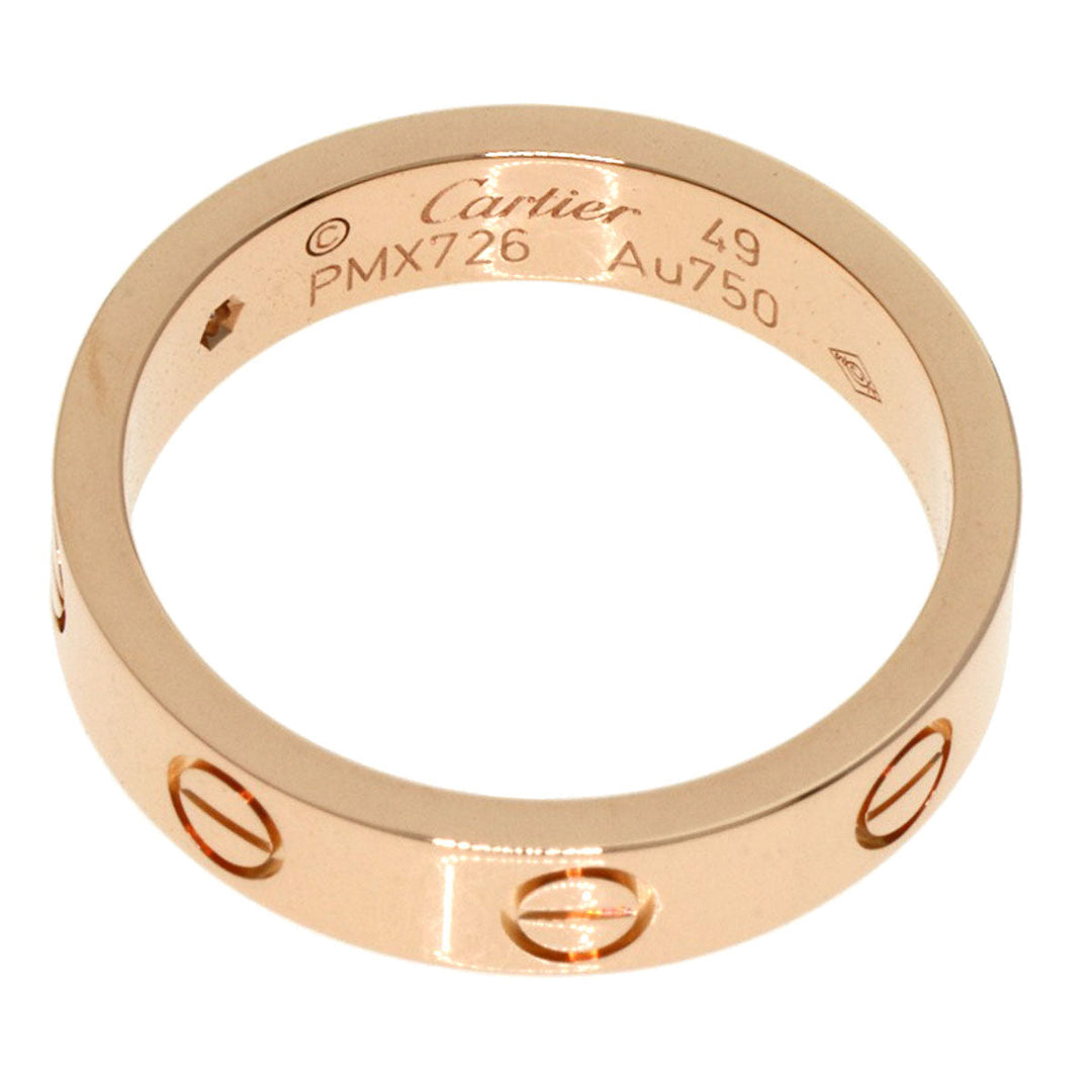 CARTIER Ring 18K Pink Gold gold Mini love ring 1P Diamond #49 Women Used Authentic