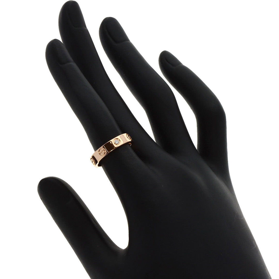 CARTIER Ring 18K Pink Gold gold Mini love ring 1P Diamond #49 Women Used Authentic