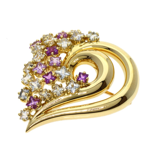 POLA Brooch 18K Yellow Gold gold sapphire Women Used Authentic