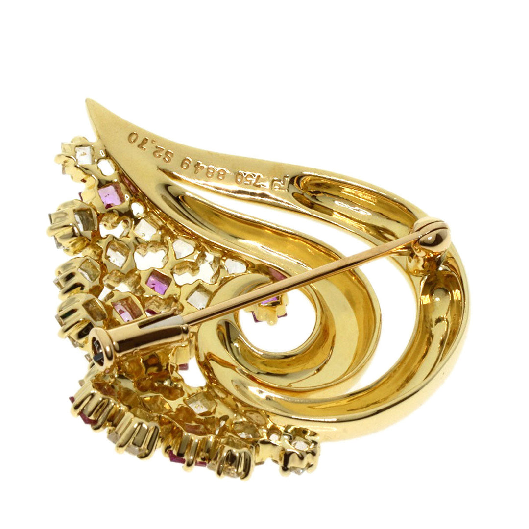 POLA Brooch 18K Yellow Gold gold sapphire Women Used Authentic