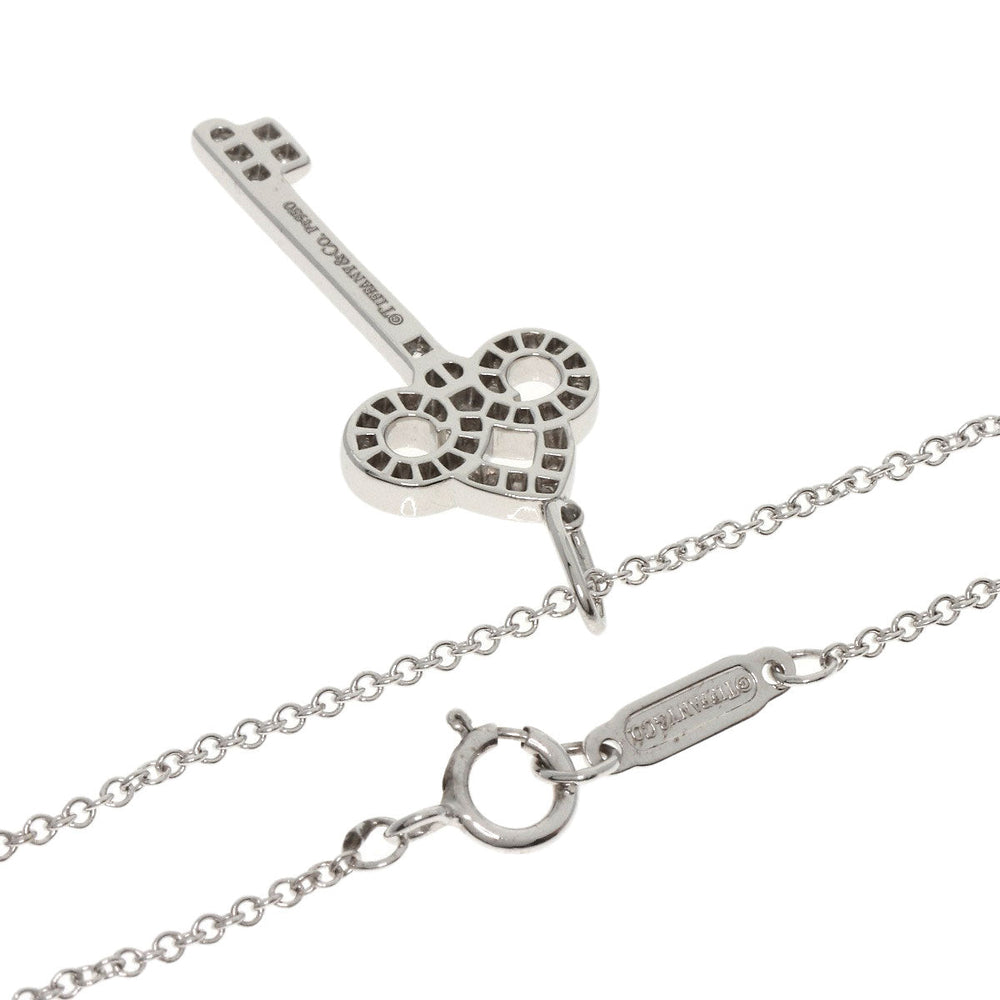 TIFFANY&Co. Necklace PT950 Silver Fleur de lis key diamond