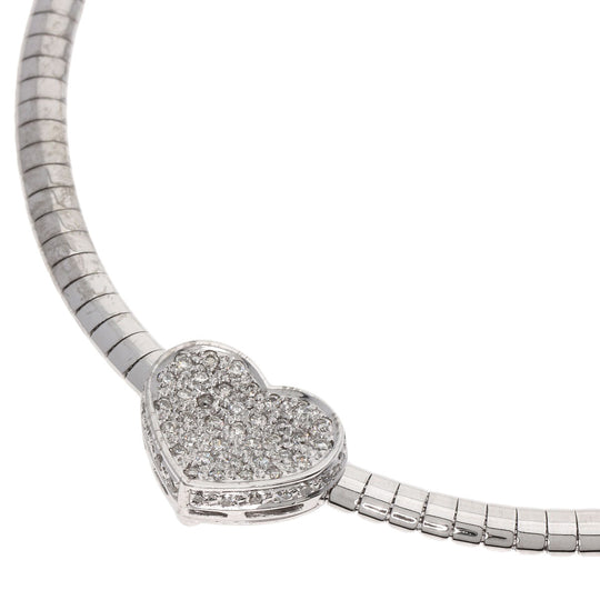 Ponte Vecchio Necklace K18WG Silver Diamond heart motif